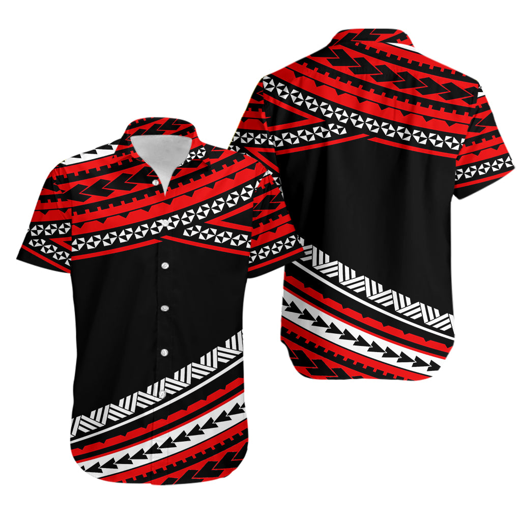 Polynesian Couples Matching Outfits Combo Long Sleeve Dress Simple Red LT6 - Polynesian Pride
