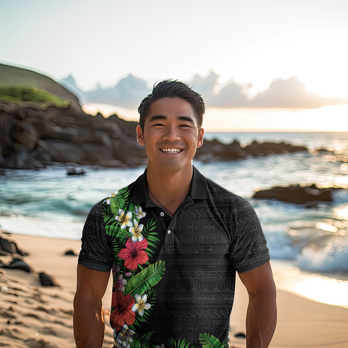 Hawaii Tropical Flowers and Leaves Polo Shirt - Tapa Pattern Colorful Mode LT03 - Polynesian Pride