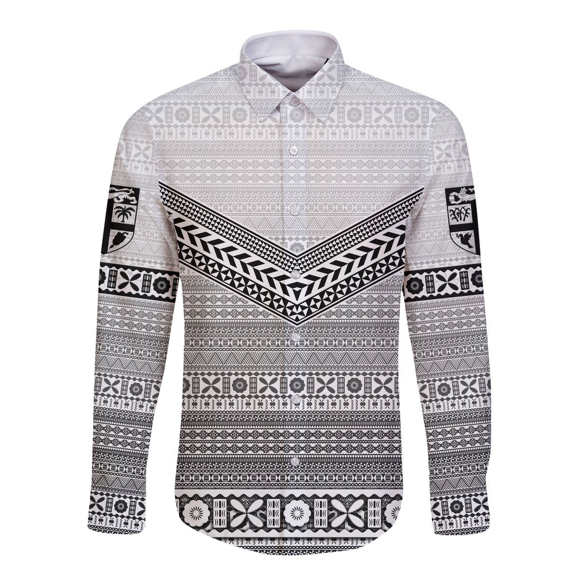 Central Coast Fijians Hawaii Long Sleeve Button Shirt Fiji Tapa Simpe Style LT8 - Polynesian Pride