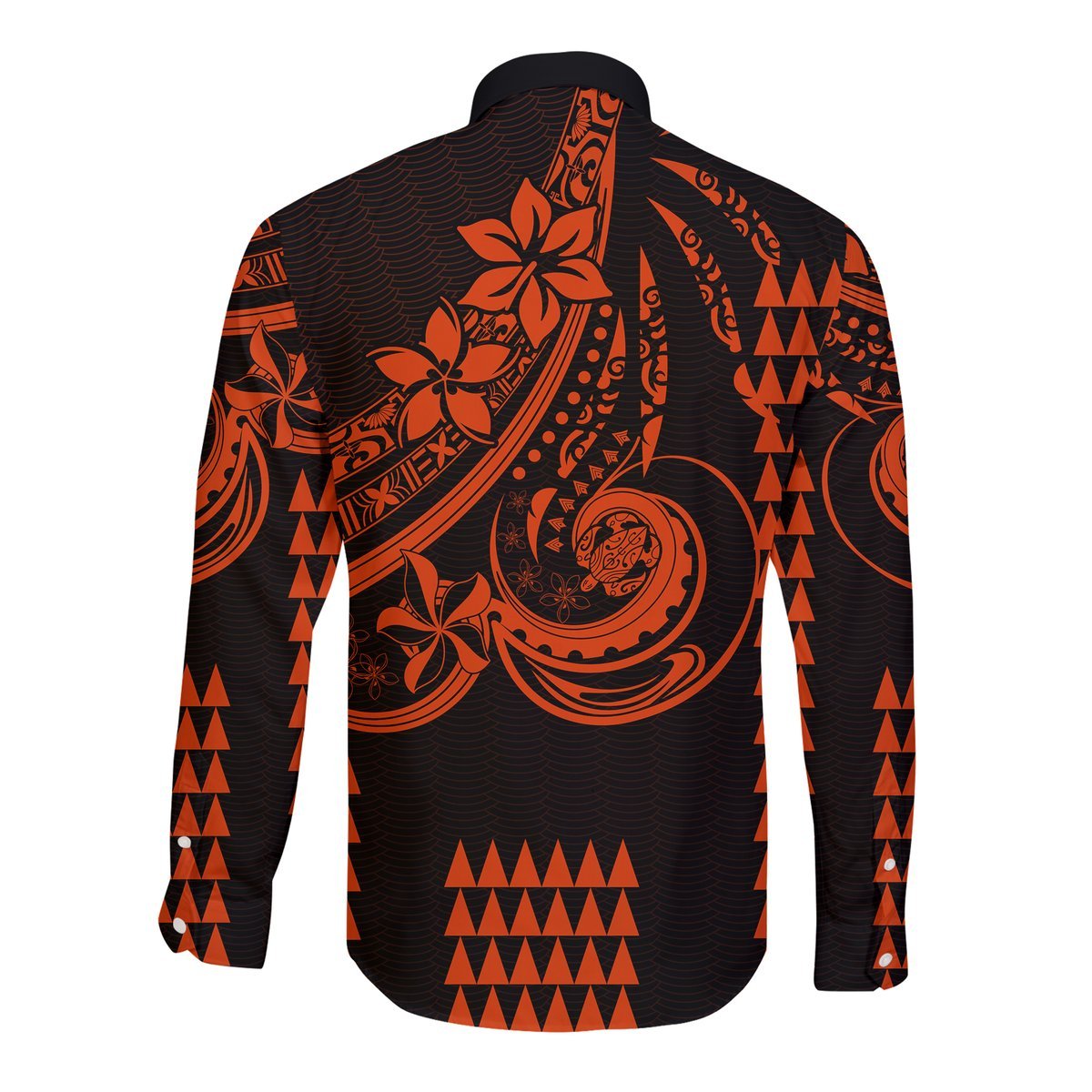 Kakau Hawaiian Polynesian Couples Matching Outfits Long Sleeve Dress And Long Sleeve Button Shirt Orange LT6 - Polynesian Pride