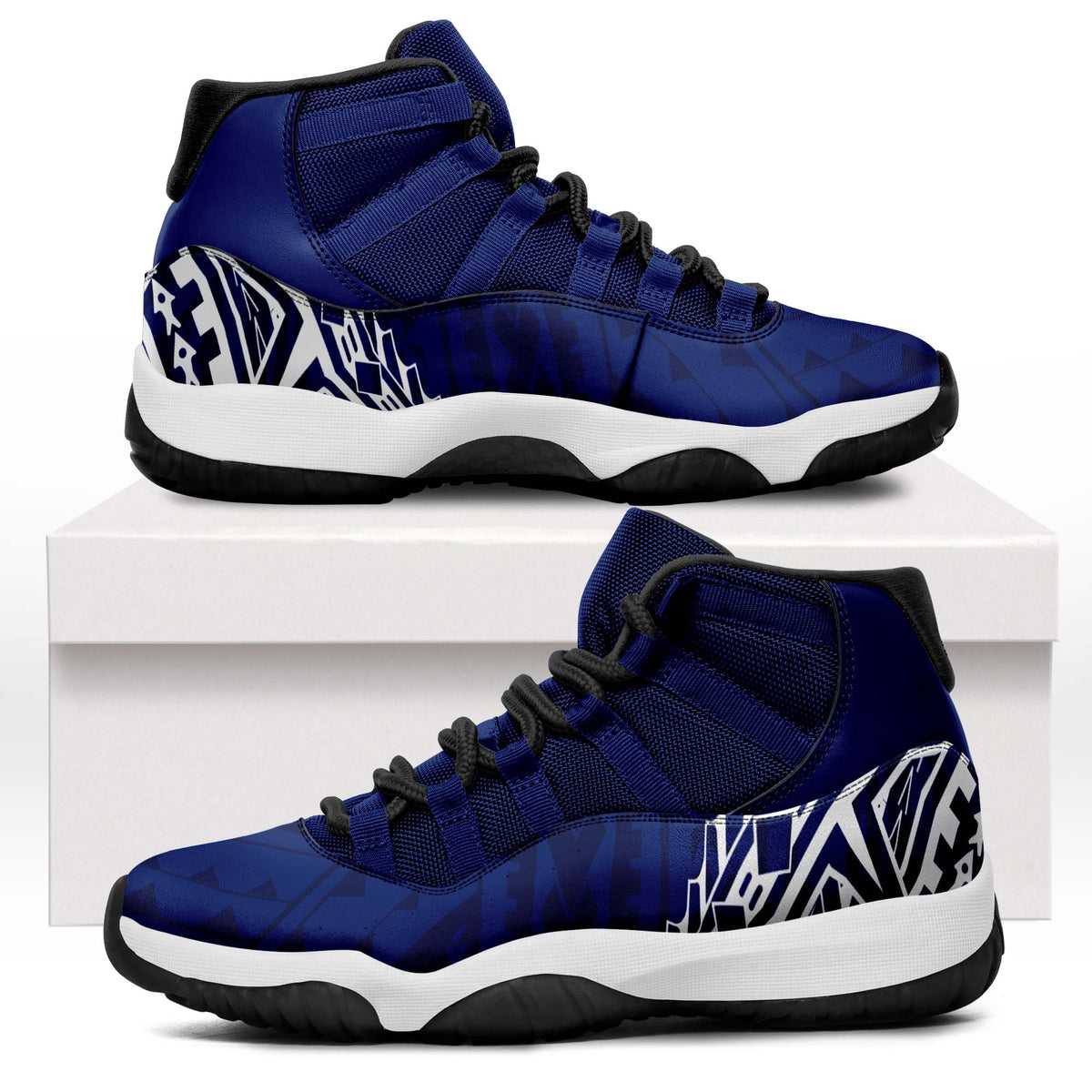 Polynesian J11 Sneakers Plain Blue Pattern LT7