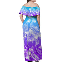 Polynesian Couple Outfits Plumeria Flowers Matching Dress and Hawaiian Shirt Polynesian Tribal Gradient Purple LT9 - Polynesian Pride