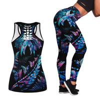Polynesia Ribbon Butterflies Hollow Tank Top Silver Fern Breast Cancer With Papua Shell Pattern LT9 - Polynesian Pride