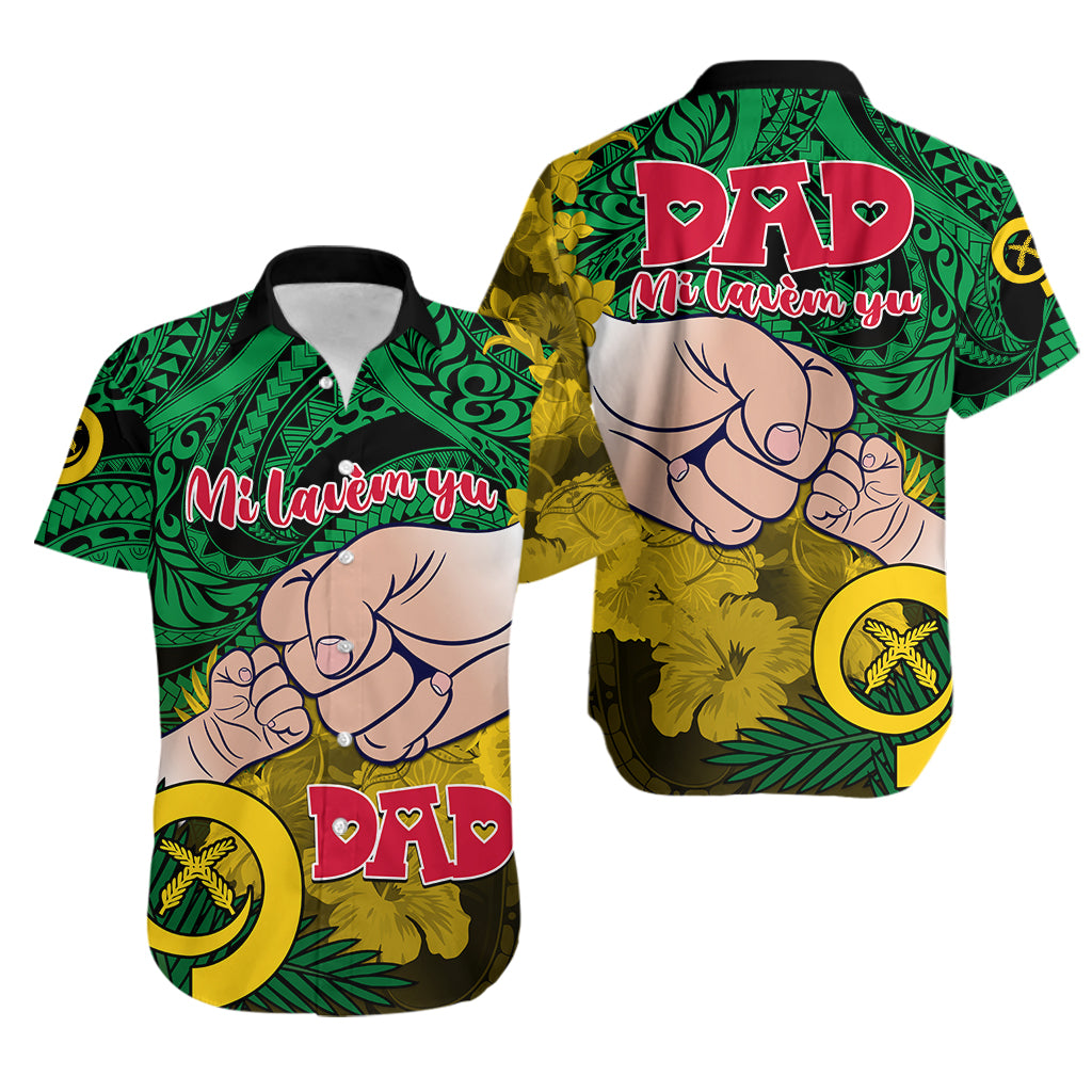 Vanuatu Matching Hawaiian Outfits For Couples Dads Day Matching Dress and Hawaiian Shirt Dad Mi lavem yu Polynesian Flowers Tribal LT9 LT9 - Polynesian Pride