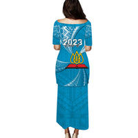 Personalised Tonga Lavengamalie College Puletasi Dress Class Of Year Tongan Ngatu Pattern LT14 - Polynesian Pride