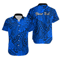 Personalised Hawaii Matching Couple Outfits For Vacation Puletasi Dress and Hawaiian Shirt Blue Polynesian Tribal Art LT14 - Polynesian Pride