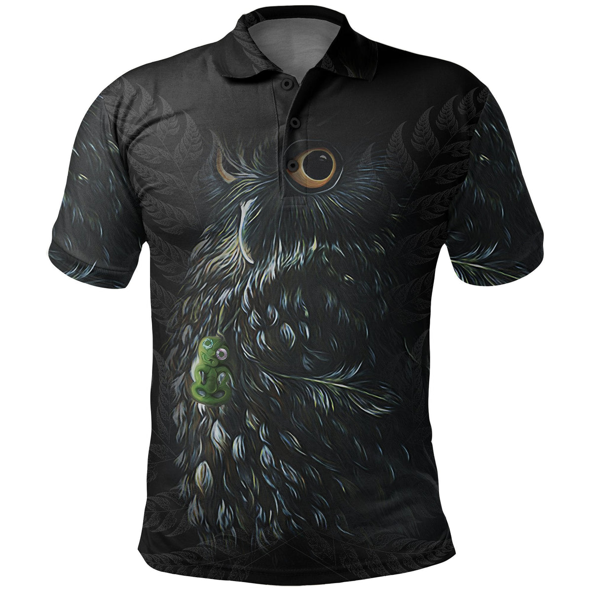 Morepork New Zealand Polo Shirt KID Kid Black - Polynesian Pride