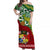 Personalised Australia And Tonga Off Shoulder Long Dress Aboriginal Mix Tongan Ngatu Unique LT14 Women Green - Polynesian Pride