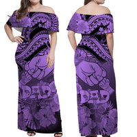 Matching Hawaiian Outfits For Couples Polyneisian Happy Father Day Dress and Hawaiian Shirt I Love You Dad Tribal Purple LT9 - Polynesian Pride