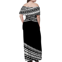 Polynesian Off Shoulders Long Dress Simple Black LT6 - Polynesian Pride