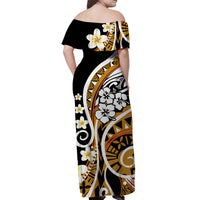 Plumeria Polynesian Off Shoulder Long Dress Trending Gold LT6 - Polynesian Pride