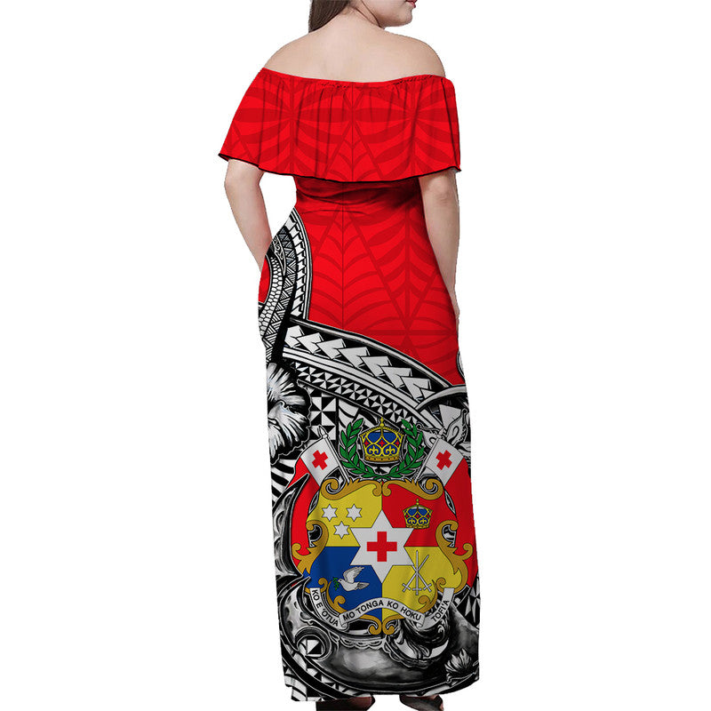 Tonga Hook Tattoo Matching Dress and Long Sleeve Button Shirt White LT05