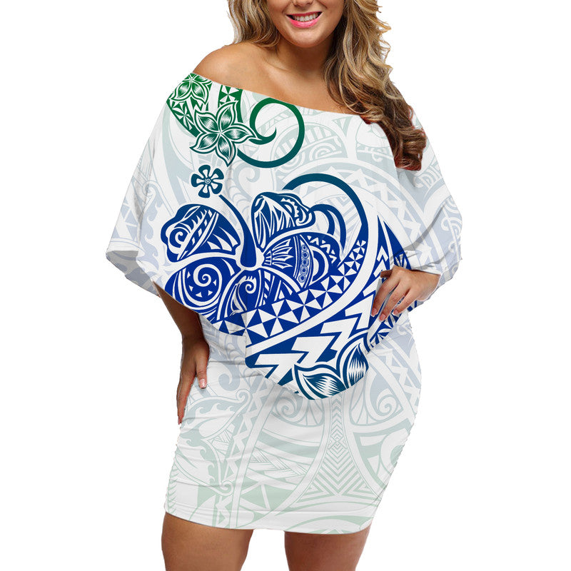 Polynesian Tribal Tattoo Retro Off Shoulder Short Dress Gradient 03 Screen Color LT9 - Polynesian Pride