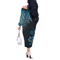 Hawaii Summer Couples Matching Outfits Combo Long Sleeve Dress Mix Polynesian Black-Blue LT6 - Polynesian Pride