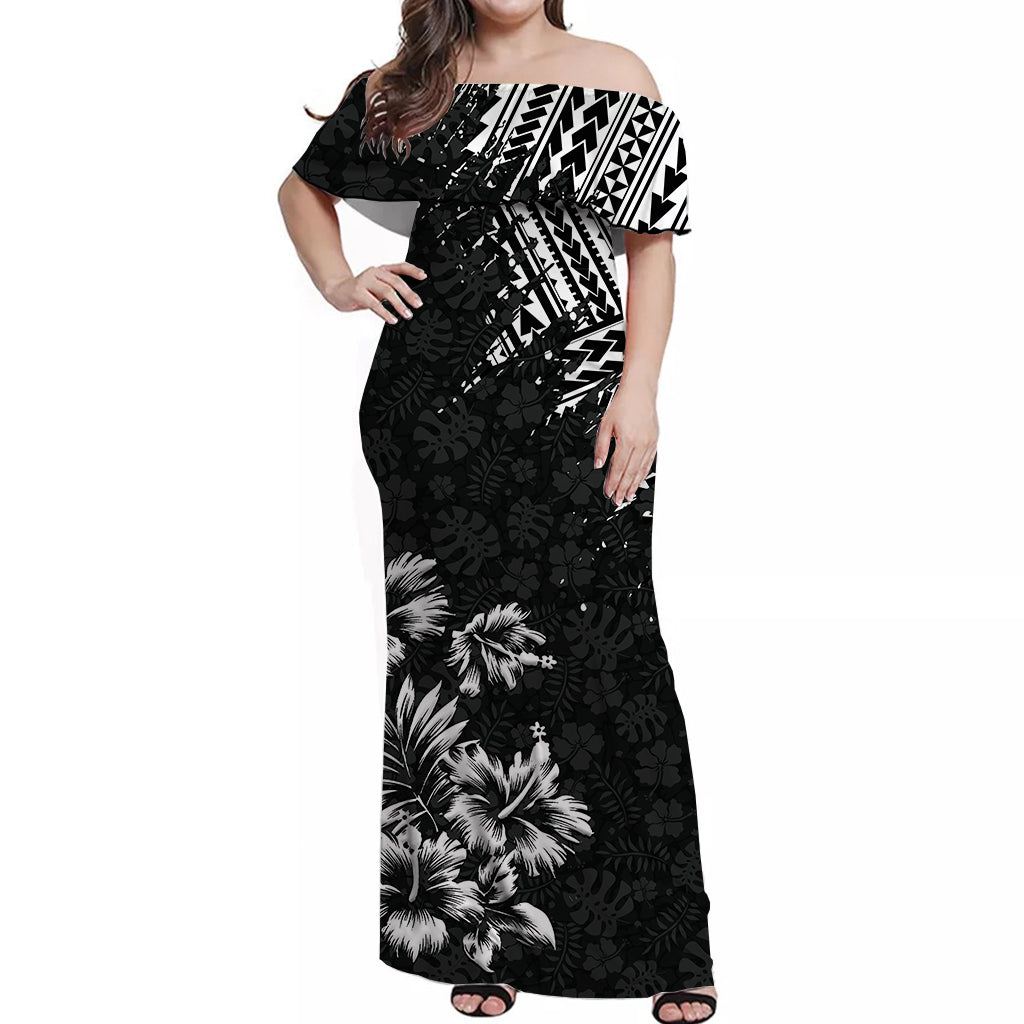 Hawaii Summer Matching Dress and Hawaiian Shirt Mix Polynesian Black LT6 No Shirt Black - Polynesian Pride