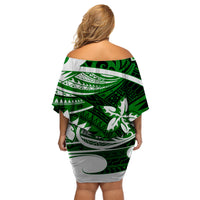 Polynesian Tribal Off Shoulder Short Dress Green LT6 - Polynesian Pride