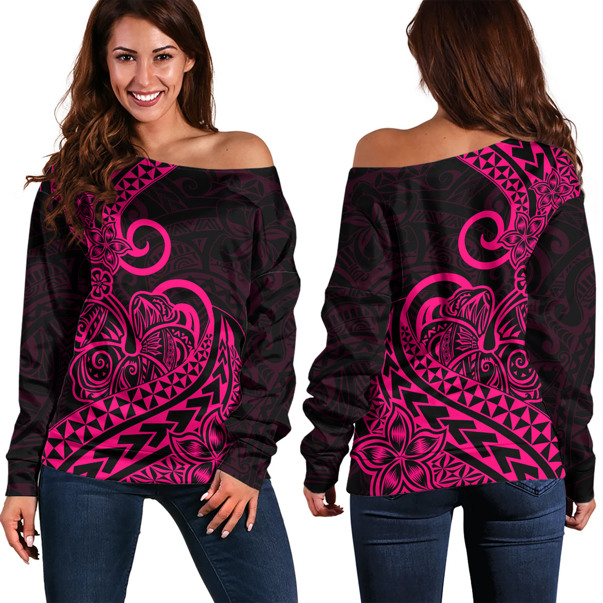 Polynesian Tribal Tattoo Off Shoulder Sweater LT9 - Polynesian Pride