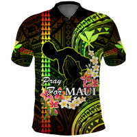 Personalised Hawaii Polo Shirt Pray For Maui Hawaiian Plumeria Pattern Reggae Version LT14 Reggae - Polynesian Pride