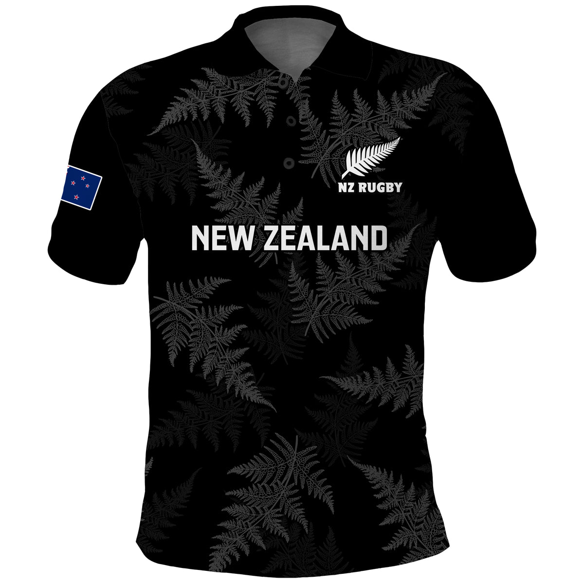 New Zealand Silver Fern Rugby Polo Shirt 2023 Go Aotearoa World Cup LT14 Black - Polynesian Pride