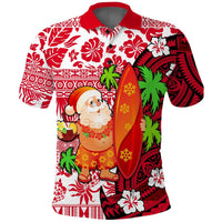 Mele Kalikimaka Polo Shirt Christmas Hawaii with Santa Claus LT13 Unisex Red - Polynesian Pride