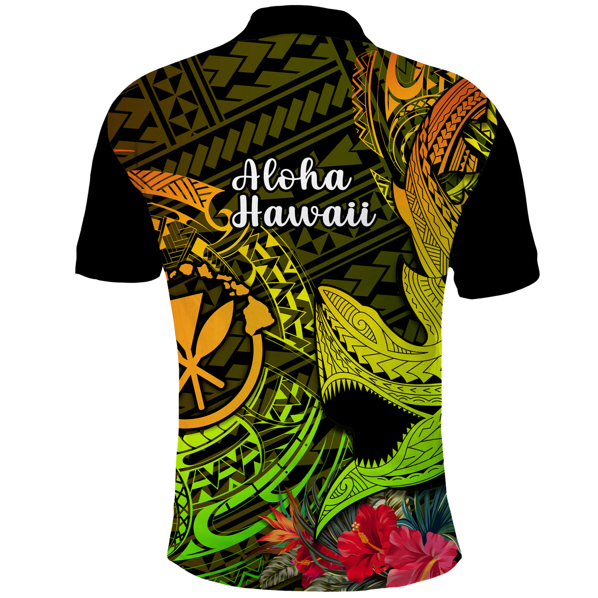 Hawaii Polo Shirt Polynesian Shark Tattoo Kanaka Maoli Unique Reggae LT14
