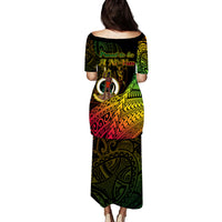 Matching Outfits For Couples Vanuatu Combo Puletasi Dress And Hawaii Shirt Proud To Be A Ni-Van LT14 - Polynesian Pride