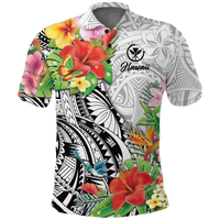 Custom Hawaii Hibiscus Kanaka Polynesia Polo Shirt LT2 WHITE - Polynesian Pride