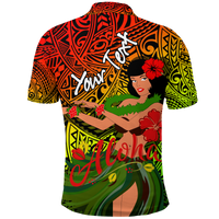 Custom Hawaii Hula Girl Reggae Polo Shirt LT2 REGGAE - Polynesian Pride