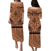 Polynesian Father's Day Gift For Dad Puletasi Dress Super Father In The World - Nude Polynesian Pattern LT9 - Polynesian Pride