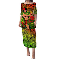 (Custom Personalised) Hawaii Hula Girl Reggae Puletasi Dress - LT2 - Polynesian Pride