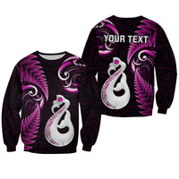 Personalised New Zealand Sweatshirt Aotearoa Silver Fern With Manaia Maori Unique Pink LT14 - Polynesian Pride