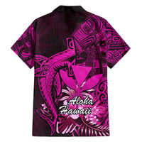 Hawaii Islands Short Sleeve Shirt Maui Map Hawaiian Shark With Tropical Flowers LT14 - Polynesian Pride