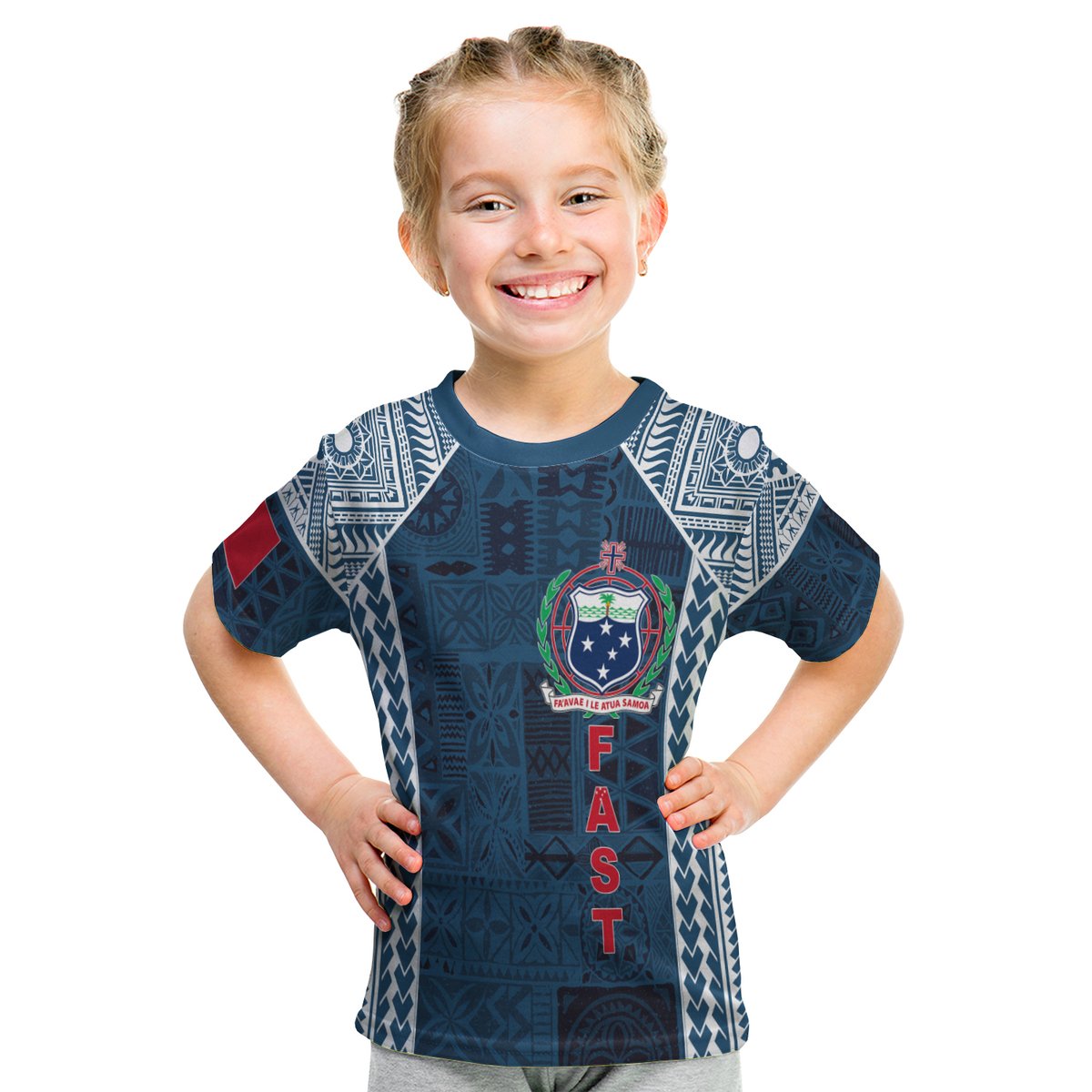 (Customize Personalize) F.A.S.T Samoa Mix Tapa Pattern Simple Style Kid T Shirt LT7 Youth XL Size14 - Polynesian Pride