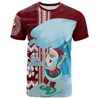 Hawaii Christmas Surfing Santa Claus Mele Kalikimaka T Shirt LT7 Unisex Red - Polynesian Pride