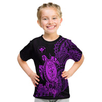 Hawaii Polynesian T Shirt Kid Purple Sea Turtles Hawaiian LT13 Youth XL Size14 - Polynesian Pride