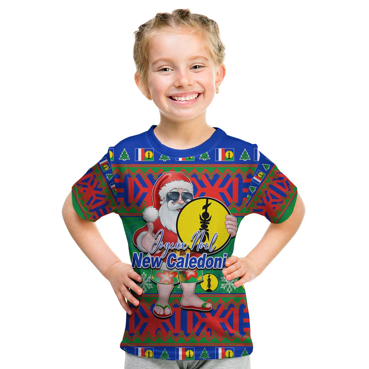 New Caledonia Christmas T Shirt Kid Cool Santa Claus LT6 Youth XL Size14 - Polynesian Pride