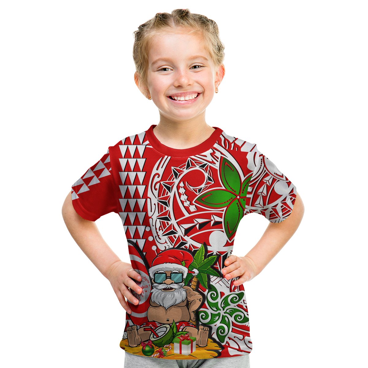 Hawaii Mele Kalikimaka Santa Claus Beach T Shirt KID LT6 Youth XL Size14 - Polynesian Pride
