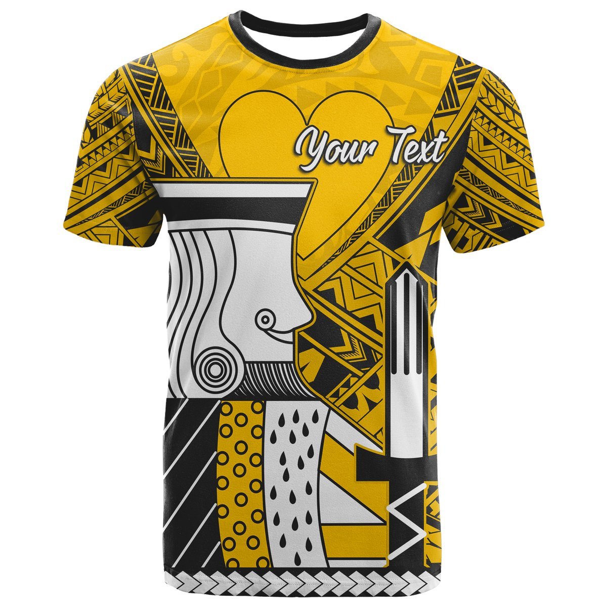 Custom Polynesian Valentine Couple T Shirt Queen and King Heart Gold Version LT9 - Polynesian Pride