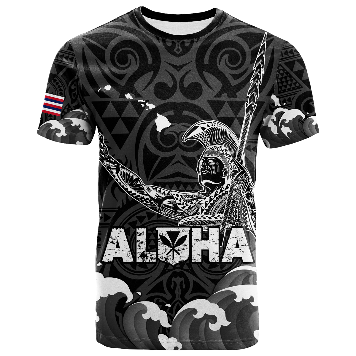Hawaii King Kamehameha Aloha Hawaii Nei T Shirt LT2 BLACK - Polynesian Pride