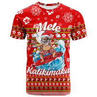 Custom Hawaii Christmas Santas Surf Mele Kalikimaka T Shirt LT2 - Polynesian Pride