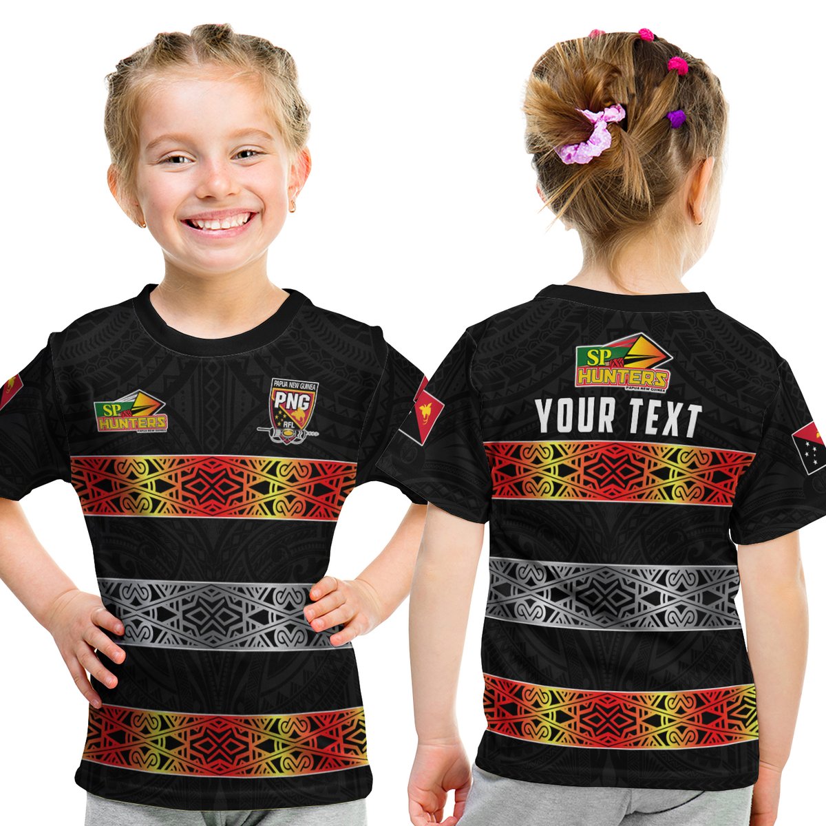 (Custom Personalised) The Hunters Png T Shirt Kid Papua New Guinea Hunters Rugby LT13 Youth XL Size14 - Polynesian Pride