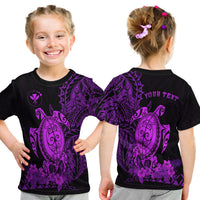 (Custom Personalised) Hawaii Polynesian T Shirt Kid Purple Sea Turtles Hawaiian LT13 Youth XL Size14 - Polynesian Pride