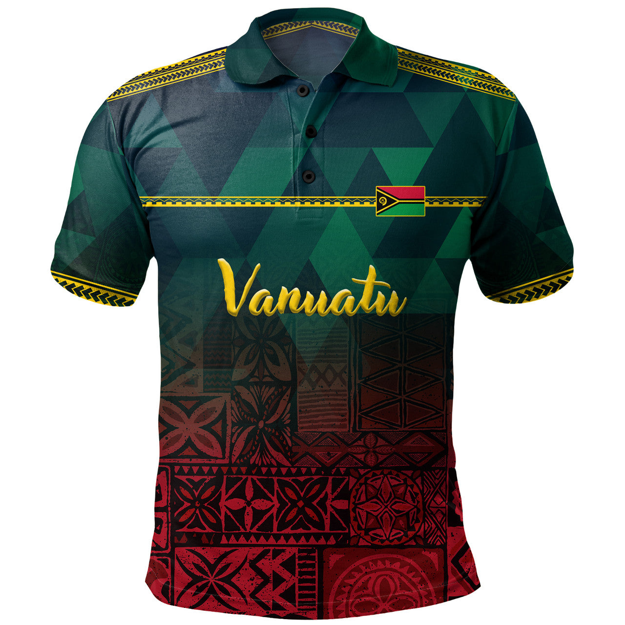 Micronesia Vanuatu With Tapa Tribal Pattern and Triangle Geometric LT03