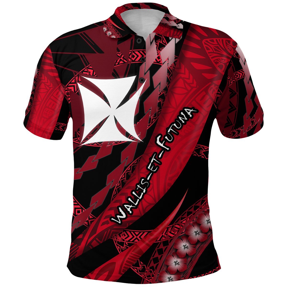 Wallis et Futuna Polo Shirt Artsy Style Black LT9 Adult Black - Polynesian Pride