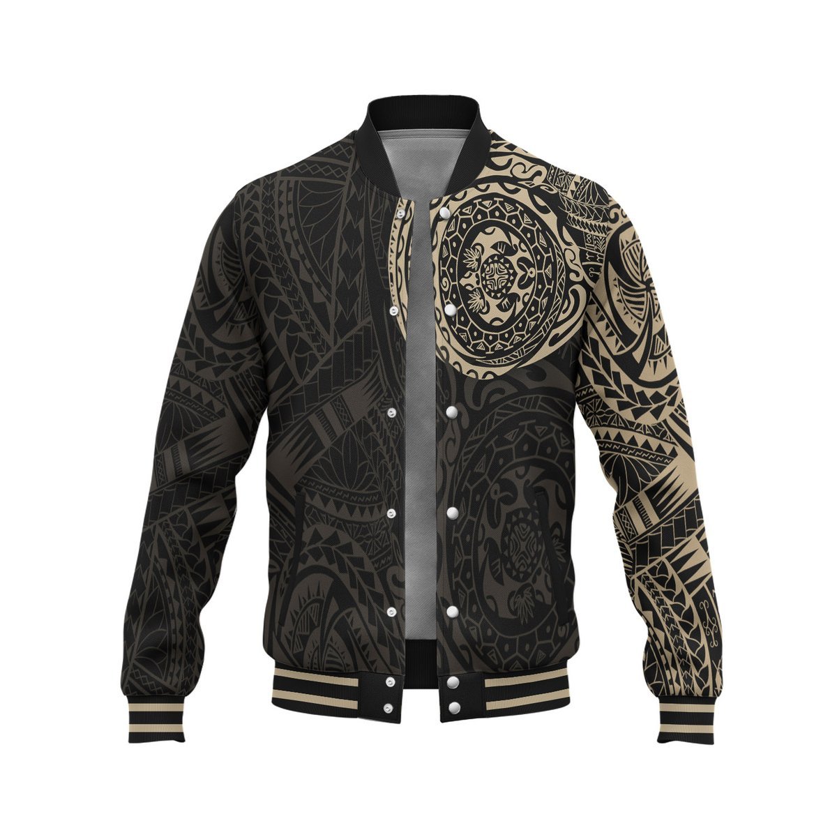 Polynesian Baseball Jacket - Polynesian Tattoo Style Unisex Gold - Polynesian Pride