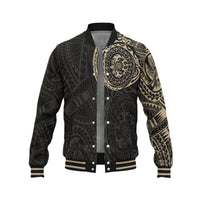 Polynesian Baseball Jacket - Polynesian Tattoo Style Unisex Gold - Polynesian Pride