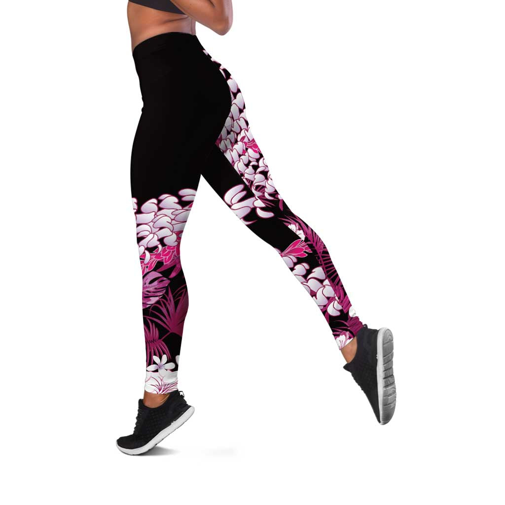Akala Aloha Hawaii Lei Leggings Tropical Flowers Elegant Vibe - Polynesian Pride