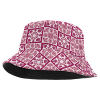 Akala Palaka Quilt Hawaii Bucket Hat Hawaiian Tropical Monstera Sea Turtle LT14 One Size Pink - Polynesian Pride