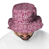 Akala Palaka Quilt Hawaii Bucket Hat Hawaiian Tropical Monstera Sea Turtle LT14 - Polynesian Pride