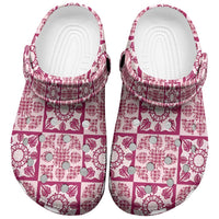 Akala Palaka Quilt Hawaii Clogs Shoes Hawaiian Tropical Monstera Sea Turtle LT14 Pink - Polynesian Pride